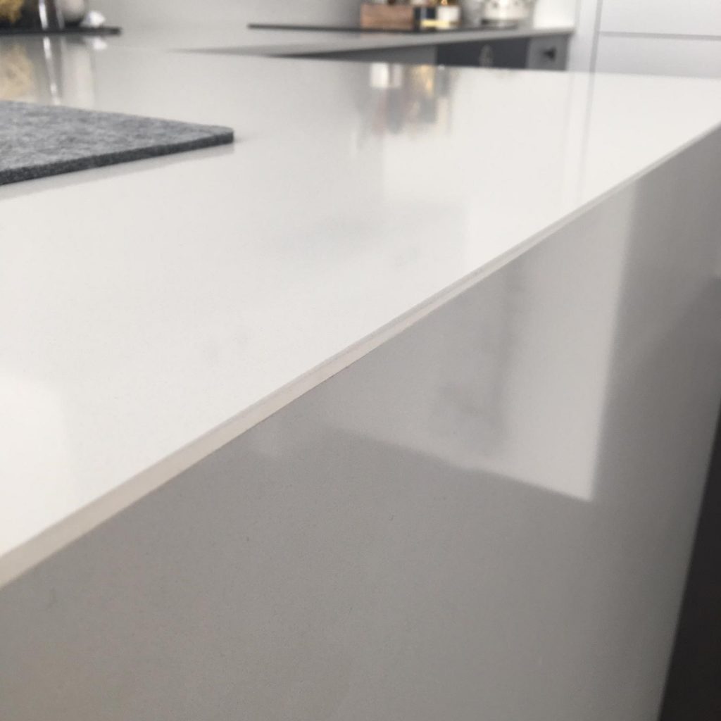 White kitchen countertop with edge